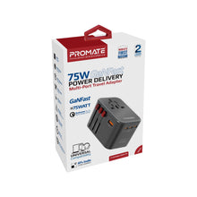 Load image into Gallery viewer, promate 75w ganfast power delivery travel adapter