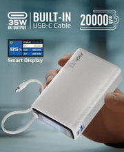 Load image into Gallery viewer, Promate 20000Mah Power Bank With Built-In Usb-C Cable, 35W Pd Fast Charging Portable Charger With Tft Smart Display, 3-Port, Usb-C, Usb-A For Ipad, Iphone 17/16 Series, Samsung S26 Ultra, Airpods More