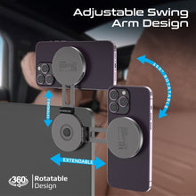 Load image into Gallery viewer, Promate Magmate-1 Qi2 Certified Wireless Magnetic Car Charger Mount With 15w Magsafe Compatibility, Car Dashboard & Lcd Screen Support, Adjustable Rotatable Swing Arm, Cradless 360° Design, Fod, Magmate-1