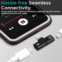 Load image into Gallery viewer, Promate Lightning Splitter Adapter Premium 2in1 Lightning To Headphone Audio And Sync Charging Jack Connector