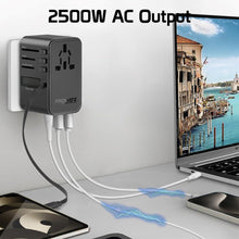 Load image into Gallery viewer, Promate Universal Travel Adapter with GaN Charger 70W USB-C Power Delivery and Built-In Retractable USB-C Cable