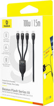 Load image into Gallery viewer, Baseus 3-in-1, 100W Multi Charging USB C to USB C Cables, 1.5M
