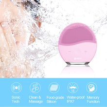 Load image into Gallery viewer, Face Scrubber Massager - Vibration Pore Clean Silicone Facial Brush Gentle Exfoliating