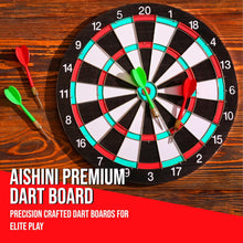 Load image into Gallery viewer, 17 inch Dart Board Set, Double Sided Usable Dartboard with 6