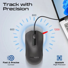 Load image into Gallery viewer, Promate Quiet Keys Wired Keyboard and 1200 DPI Mouse