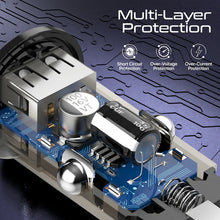 Load image into Gallery viewer, promate 33W Power Delivery Dual Port Car Charger Combo with 60W Fast Charging USB-C cable