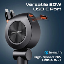 Load image into Gallery viewer, promate 88W Multi-Port Car Charger with Dual Retractable USB-C Cables