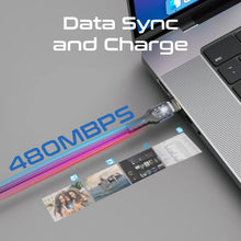 Load image into Gallery viewer, Promate High Tensile Transparent 100W Power Delivery USB-C Cable with LED Light