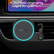 Load image into Gallery viewer, Promate 2-in-1 MagSafe Compatible 15W Wireless Car Charger with Built-in Wireless Mono ENC Earphone