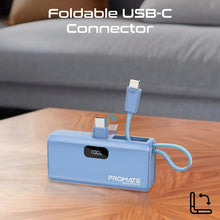 Load image into Gallery viewer, Promate Pocket Fast Charging Power Bank 5000mah with Foldable USB-C Connector and Lightning Cable