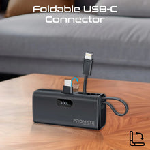 Load image into Gallery viewer, Promate Pocket Fast Charging Power Bank 5000mah with Foldable USB-C Connector and Lightning Cable