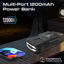 Load image into Gallery viewer, Promate 1200A/12V High-Capacity Jump Starter 150PSI Air Compressor with 12000mAh Power bank & Flashlight