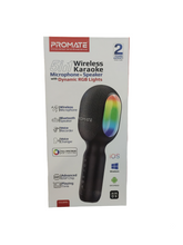Load image into Gallery viewer, promate 5in1 wireless karaokw microphone & speaker with dynamic rgb lights