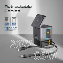 Load image into Gallery viewer, Promate 105W GaNFast™ Multi-Port Wireless Charging Station with Dual Retractable Cables