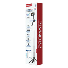 Load image into Gallery viewer, Promate 360° Ai Face Tracking Telescopic Selfie Stick with Auto Pop open Tripod Base
