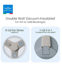 Load image into Gallery viewer, Brave Stainless Steel 950ml Insulated Tumbler with 180° Rotating Handle and Lid with Straw, 100% Leak Proof Travel