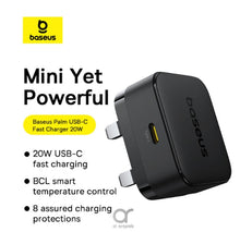 Load image into Gallery viewer, Baseus 20W PD Type-C Fast Charging Wall Charger UK Plug with Ultra Fast Charging Type-C to Lightning Data Cable 1M
