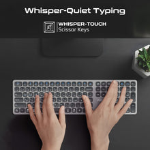 Load image into Gallery viewer, promate A full-size wireless keyboard with slim, quiet keys for typing, supporting Bluetooth