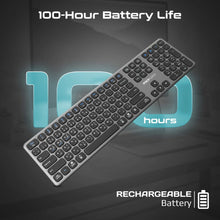Load image into Gallery viewer, promate A full-size wireless keyboard with slim, quiet keys for typing, supporting Bluetooth