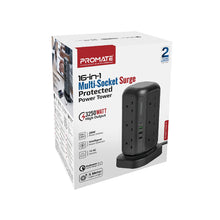 Load image into Gallery viewer, promate 16-in-1 Multi-Socket Surge Protected Power Tower