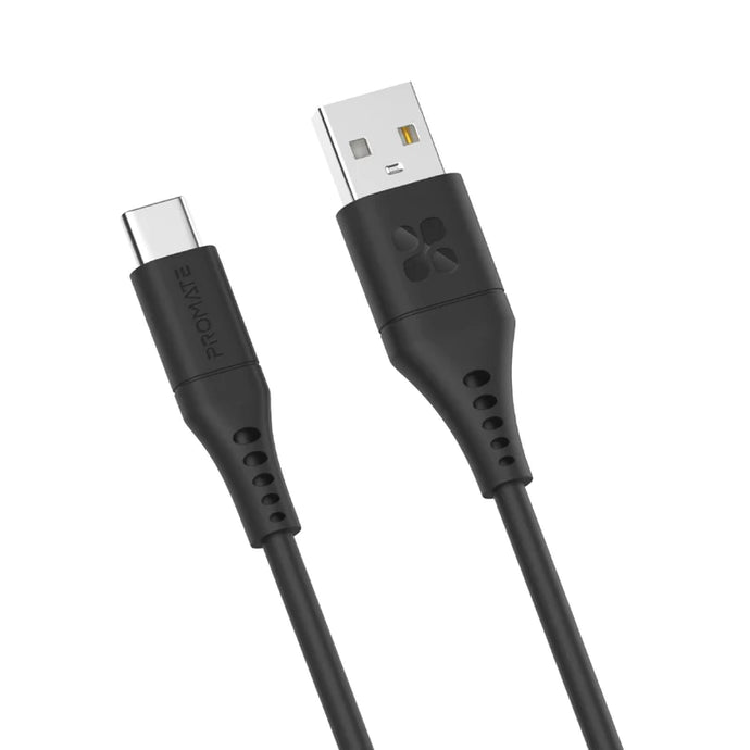 Promate Ultra-Fast USB-A to USB-C Soft Silicone cable