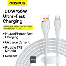 Load image into Gallery viewer, Baseus Pudding Series Fast Charging Cable With High-Speed Data Transmission USB-A to Type-C 100W 6A 1.2M
