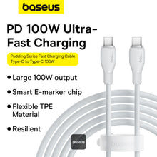 Load image into Gallery viewer, Baseus Pudding Fast Charging Cable With High-Speed Data Transmission Type-C to Type-C 100W 5A 2M
