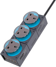 Load image into Gallery viewer, Promate 7-In-1 Multi-Port Charging Station, 240W Ganfast Power Extension With Three 3250W Uk Ac Sockets, Pd140W Usb-C&amp;Pd100W Usb-C Ports, 2 Pd30W Usb-C Ports, 3M Cable, Powerbrix-Gan240 Black Titanium
