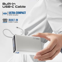 Load image into Gallery viewer, Promate 20000Mah Power Bank With Built-In Usb-C Cable, 35W Pd Fast Charging Portable Charger With Tft Smart Display, 3-Port, Usb-C, Usb-A For Ipad, Iphone 17/16 Series, Samsung S26 Ultra, Airpods More
