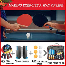 Load image into Gallery viewer, Ping Pong Paddle Set, Portable Table Tennis Set with Retractable Net,Rackets,Balls and Carry Bag
