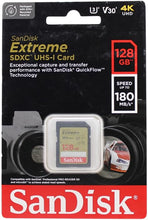 Load image into Gallery viewer, SanDisk Extreme 128GB SDXC Memory Card, up to 180MB/s
