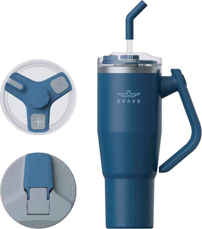 Stainless Steel 1200ml Insulated Tumbler with 180° Rotating Handle and Lid with Straw, 100% Leak Proof Travel