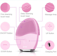 Load image into Gallery viewer, Face Scrubber Massager - Vibration Pore Clean Silicone Facial Brush Gentle Exfoliating
