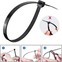 Load image into Gallery viewer, 50 Pack Black Plastic Cable Ties 250mm×3.6mm Heavy Duty Strong Nylon Premium
