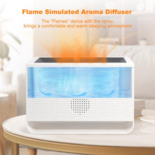 Load image into Gallery viewer, White Noise Machine with Flame Simulated Aroma Diffuser, Humidifier, Night Light, Bluetooth and Timed Shutdown, 4-in-1

