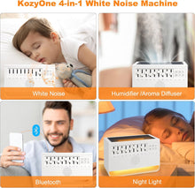 Load image into Gallery viewer, White Noise Machine with Flame Simulated Aroma Diffuser, Humidifier, Night Light, Bluetooth and Timed Shutdown, 4-in-1
