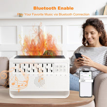 Load image into Gallery viewer, White Noise Machine with Flame Simulated Aroma Diffuser, Humidifier, Night Light, Bluetooth and Timed Shutdown, 4-in-1
