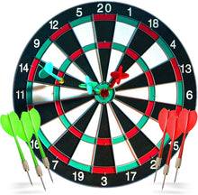Load image into Gallery viewer, 17 inch Dart Board Set, Double Sided Usable Dartboard with 6

