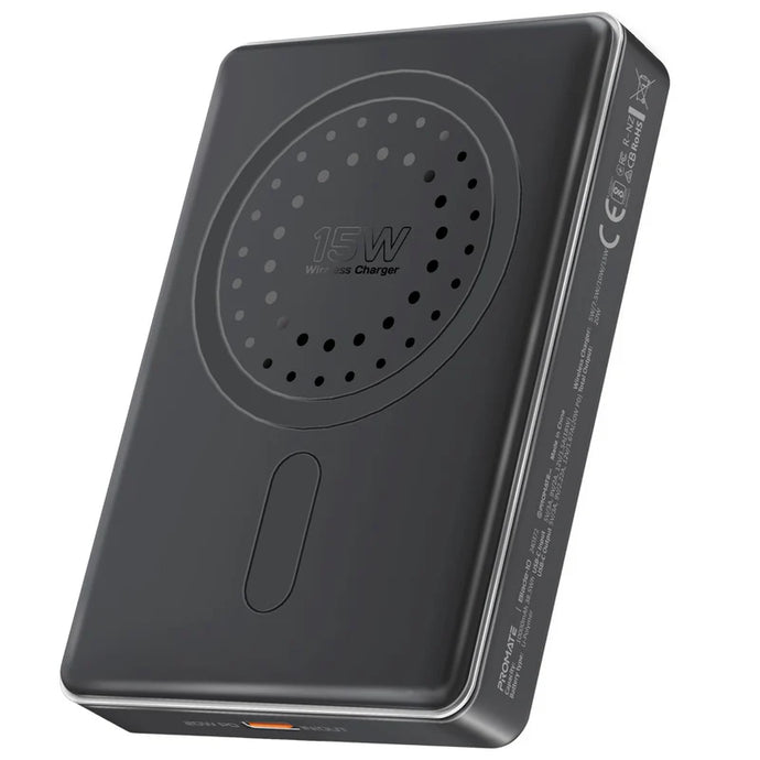 promate 10000mAh Ultra-Compact Aluminum Crafted MagSafe Compatible Wireless Charging PowerBank