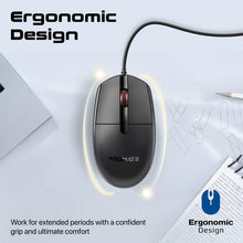 Load image into Gallery viewer, promate ergonomic wired optical mouse 1200dpi
