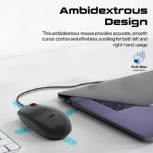 Load image into Gallery viewer, promate ergonomic wired optical mouse 1200dpi
