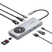Load image into Gallery viewer, promate 14-in-1 Highspeed Multiport USB-C Hub with 100W PD Passthrough &amp; Multimedia Controls
