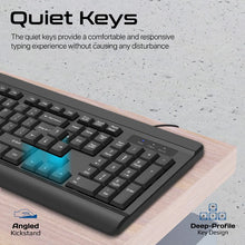 Load image into Gallery viewer, Promate Quiet Keys Wired Keyboard and 1200 DPI Mouse
