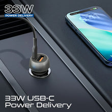 Load image into Gallery viewer, promate 33W Power Delivery Dual Port Car Charger Combo with 60W Fast Charging USB-C cable
