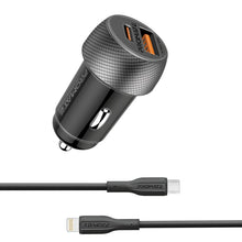 Load image into Gallery viewer, promate 33W Power Delivery Dual Port Car Charger Combo with Ultra-Fast USB-C to Lightning cable
