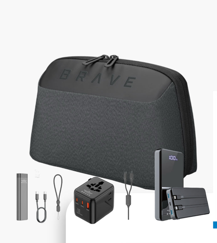 Brave Travel Bag, Electronic Organizer Storage Bag Includes Power Bank, Charger and Charging Cable