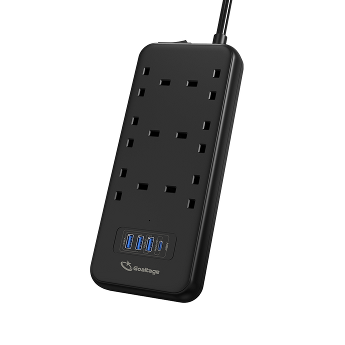 Goaltage EXT02 PowerStrip Extension with On-Off Switch, Safety Protection, and Multi-Plug Functionality