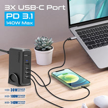 Load image into Gallery viewer, PROMATE 140W Super-Speed GaNFast Charging Station with Power Delivery 3.1 Quick Charge 3.0

