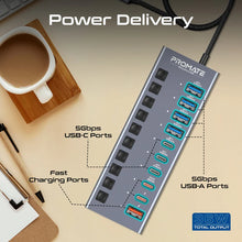 Load image into Gallery viewer, promate 10in1 multiport data charge hub
