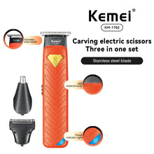 Load image into Gallery viewer, Kemei Hair Cutter Mini Set 3in1 Nose Hair Remover Replace Blades with Beard Shaver
